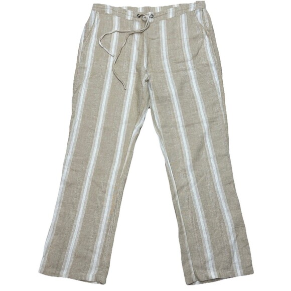 For Cynthia Boho Linen Pants XL P Wide Leg High Waist Beige Cream Petite Coastal - Picture 1 of 7